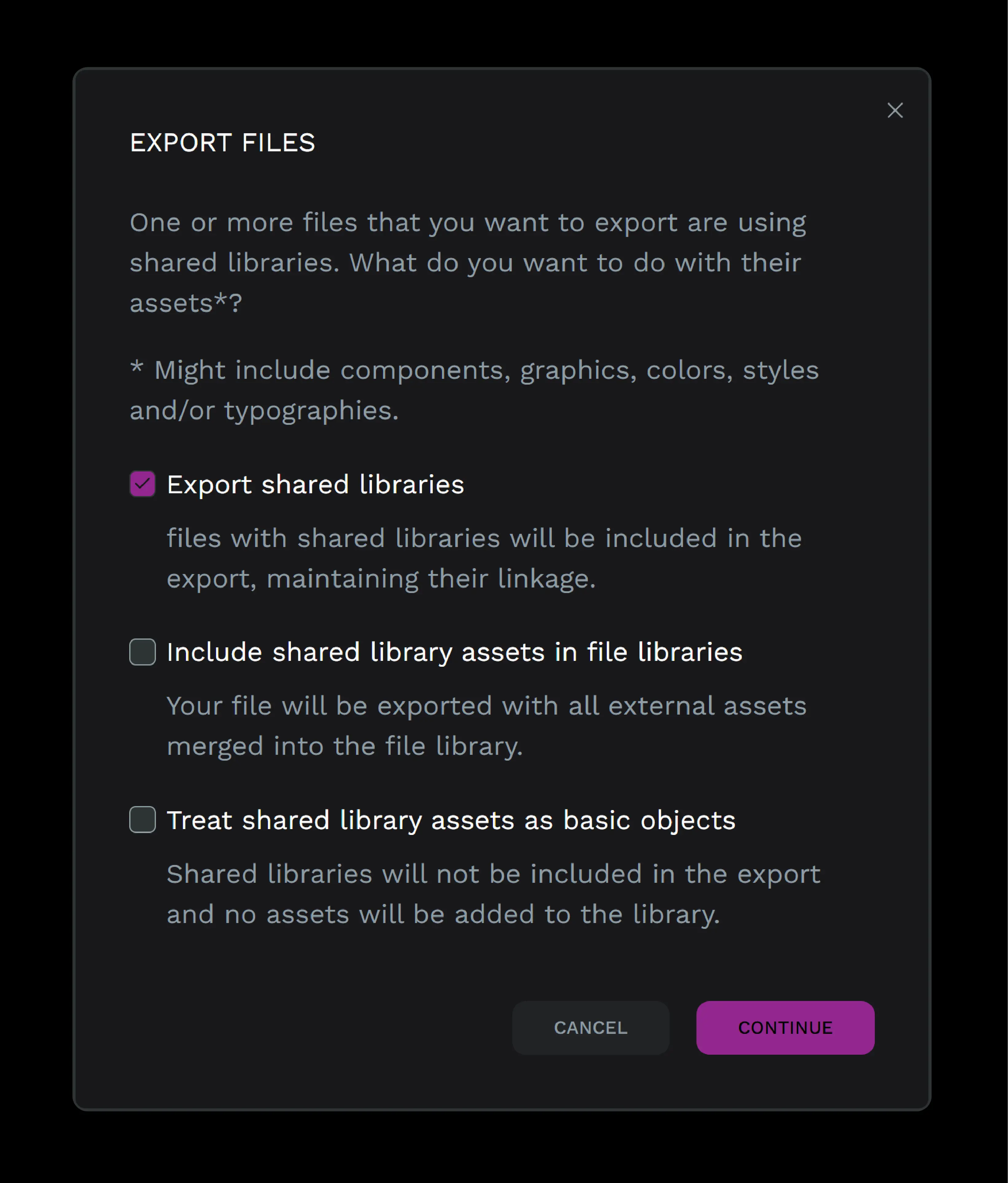 Exporting files linked to Shared libraries